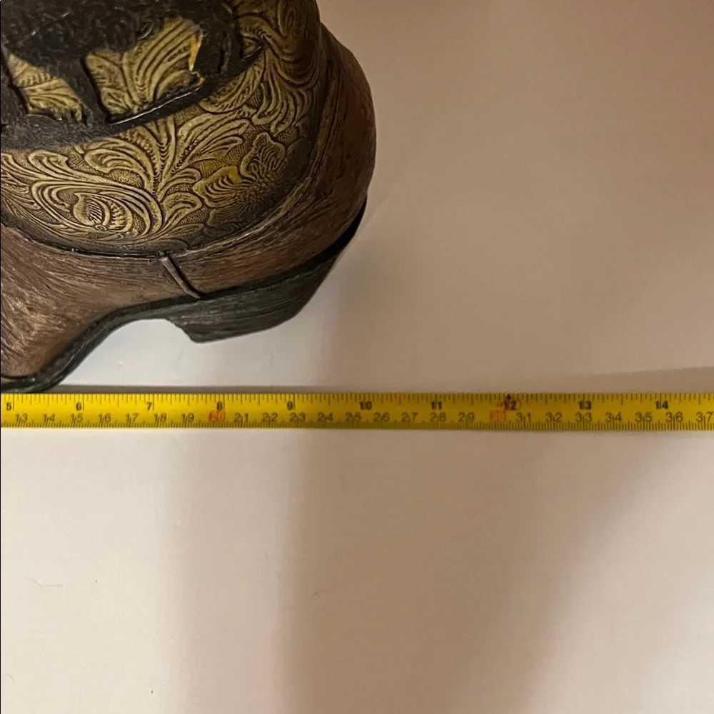 Rustic Brown and Tan Cowboy 🤠 Boot Figurine, Plant Holder, Vase NWOT